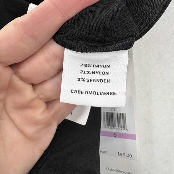 Calvin Klein Pants Womens 6 Black Stretch Slim Tapered Ankle Pull On Career NWT - Picture 7 of 16